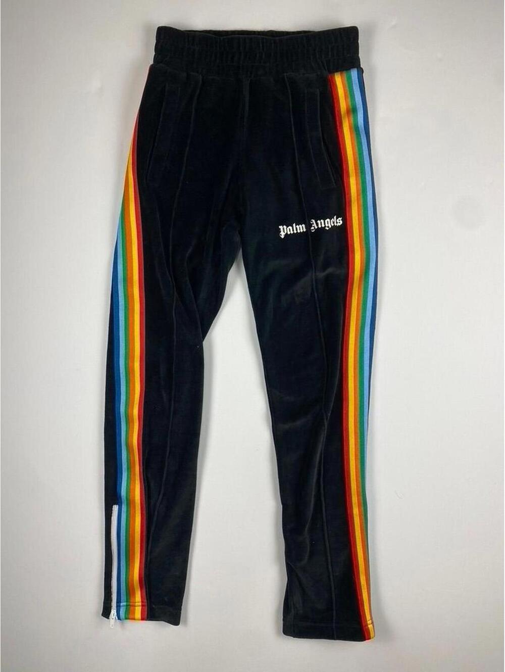 Palm Angels Velour Rainbow Stripe Trackpants